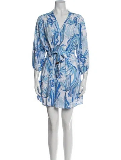 Pre-owned Melissa Odabash Printed Mini Dress In Blue