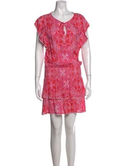 Pre-owned Melissa Odabash Printed Mini Dress In Pink/white