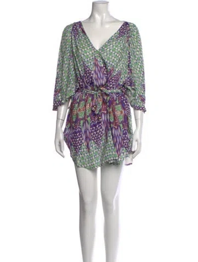 Pre-owned Melissa Odabash Printed Mini Dress In Purple