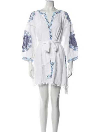 Pre-owned Melissa Odabash Printed Mini Dress W/ Tags In White