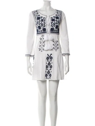 Pre-owned Melissa Odabash Printed Mini Dress In White