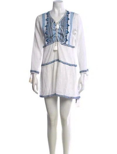 Pre-owned Melissa Odabash Printed Mini Dress In White
