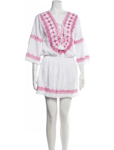 Pre-owned Melissa Odabash Printed Mini Dress In White