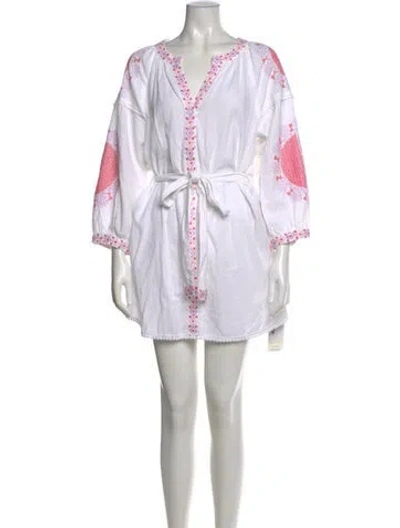 Pre-owned Melissa Odabash Printed Mini Dress In White