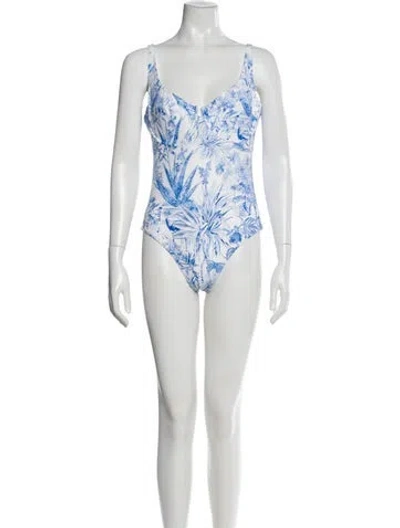 Pre-owned Melissa Odabash Printed One-piece W/ Tags In White