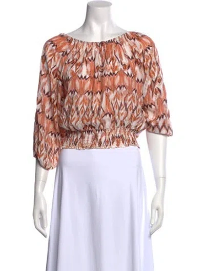 Pre-owned Melissa Odabash Printed Scoop Neck Crop Top In Pink