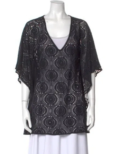 Pre-owned Melissa Odabash Printed V-neck Sweater In Multi