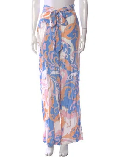 Pre-owned Melissa Odabash Printed Wide Leg Pants In Blue