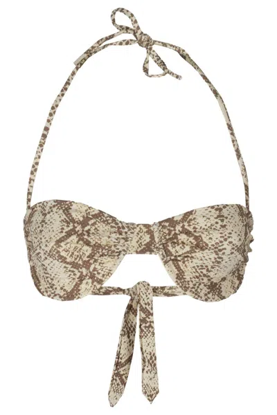 Melissa Odabash Python Print Bikini Top In Neutrals