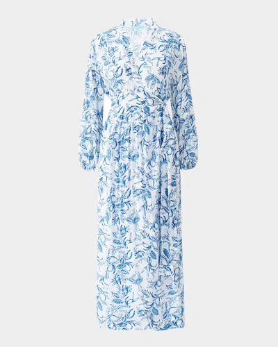 Melissa Odabash Rachel Wrap Maxi Dress In Blue Leaf