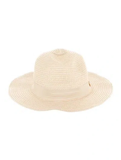 Pre-owned Melissa Odabash Raffia Woven Wide Brim Sun Hat In Neutrals