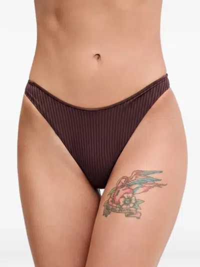 Melissa Odabash Ribbed Bikini Bottoms In Brown