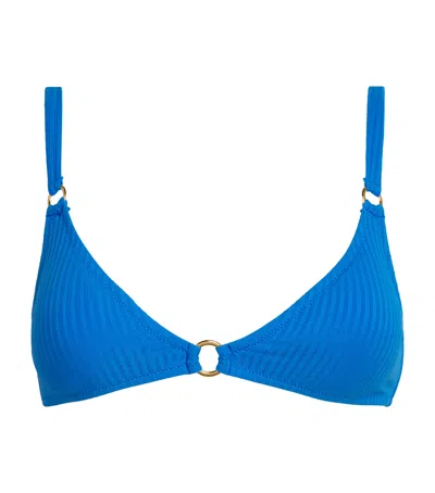 Melissa Odabash Ribbed Montenegro Triangle Bikini Top In Blue