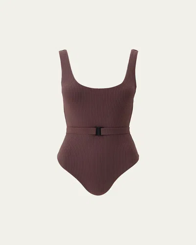 Melissa Odabash Rio Belted One-piece Swimsuit In Brown