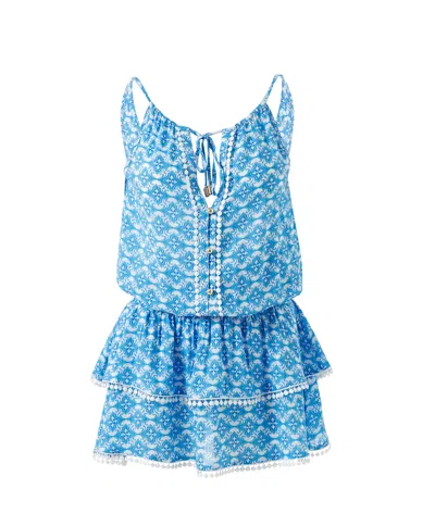 Melissa Odabash Rosa Diamond Mini Dress In Blue