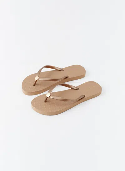 Melissa Odabash Rubber Bronze Flip Flops In Brown