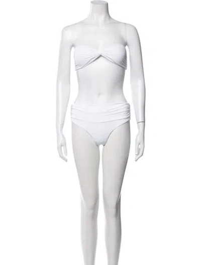 Pre-owned Melissa Odabash Ruffle Embellishment Bikini W/ Tags In White
