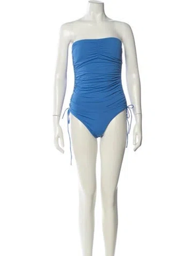 Pre-owned Melissa Odabash Ruffle Embellishment One-piece In Blue