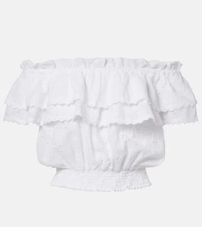 Melissa Odabash Ruth Broderie Anglaise Cotton Crop Top In White