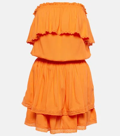 Melissa Odabash Salma Tiered Bandeau Minidress In Orange