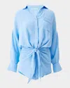 Melissa Odabash Sara Gauze Wrap Mini Shirtdress In Dusty Blue