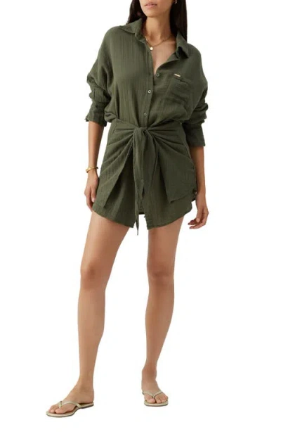 Melissa Odabash Sara Long Sleeve Cover-up Dress In Green