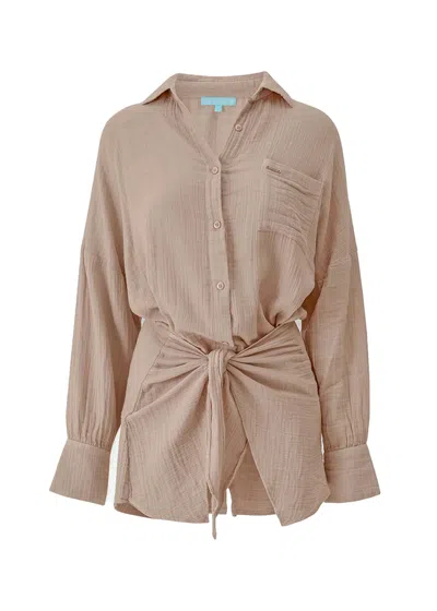 Melissa Odabash Sara Short Shirt Dress Beige In Neutral