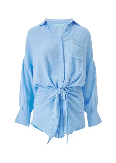 Melissa Odabash Sara Short Shirt Dress Dusty Blue