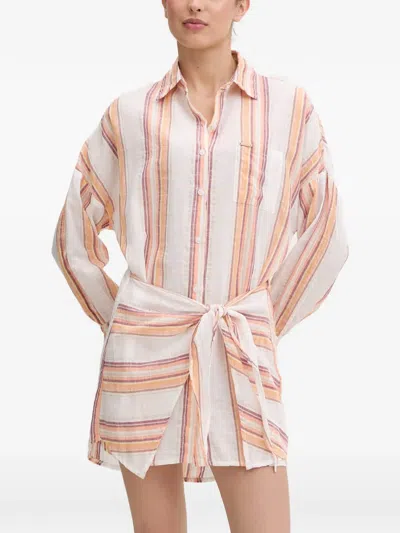 Melissa Odabash Sara Striped Tie-waist Mini Dress In White