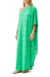 Melissa Odabash Savannah One-shoulder Cover Up Kaftan In Green