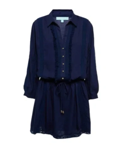 Melissa Odabash Scarlett Lace-trimmed Minidress In Blue