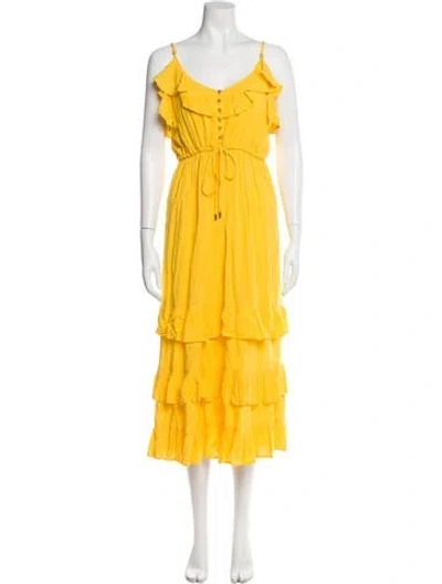 Pre-owned Melissa Odabash Scoop Neck Long Dress In Yellow