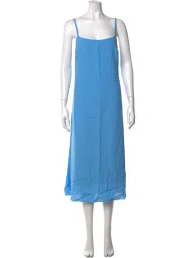 Pre-owned Melissa Odabash Scoop Neck Midi Length Dress In Blue