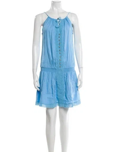 Pre-owned Melissa Odabash Scoop Neck Mini Dress In Blue