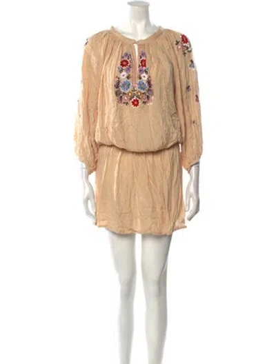 Pre-owned Melissa Odabash Scoop Neck Mini Dress In Neutral