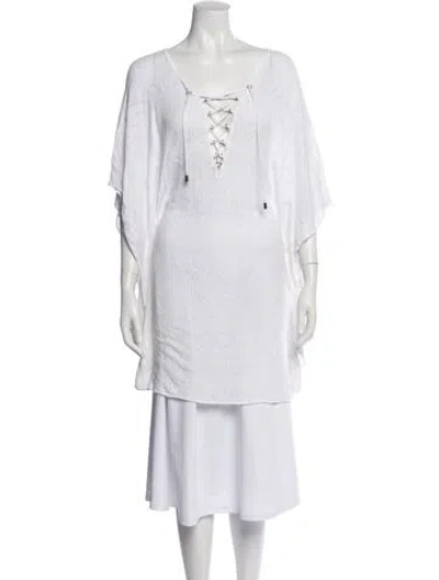 Pre-owned Melissa Odabash Scoop Neck Mini Dress In White
