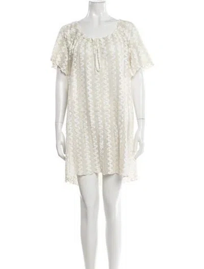 Pre-owned Melissa Odabash Scoop Neck Mini Dress In White