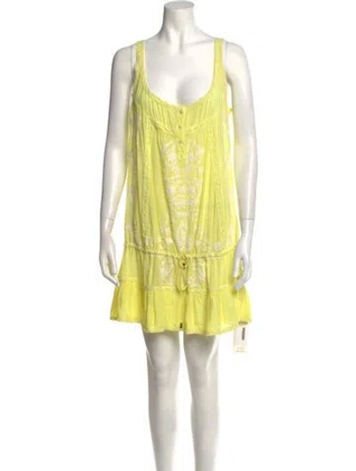 Pre-owned Melissa Odabash Scoop Neck Mini Dress In Yellow
