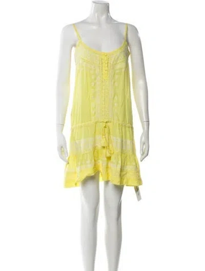 Pre-owned Melissa Odabash Scoop Neck Mini Dress In Yellow