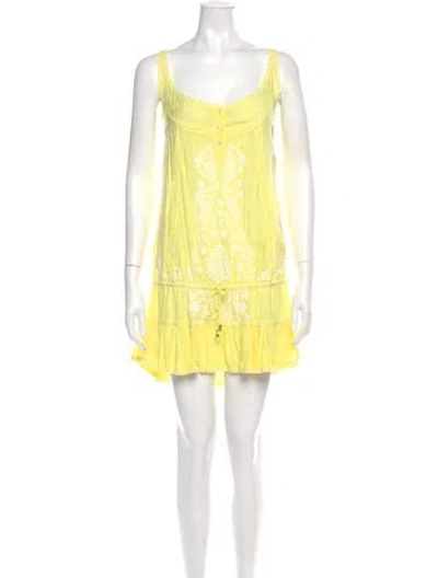 Pre-owned Melissa Odabash Scoop Neck Mini Dress In Yellow