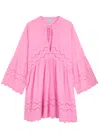 Melissa Odabash Sebenna Broderie Anglaise Cotton Kaftan In Pink