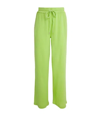Melissa Odabash Seersucker Wide-leg Trousers In Green