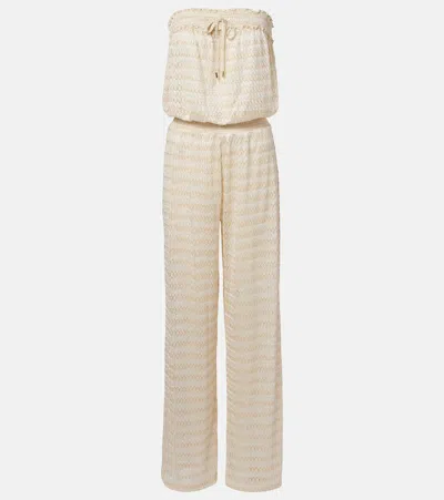 Melissa Odabash Semi-sheer Lamé Jumpsuit In Gold