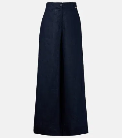Melissa Odabash Serena Linen Wide-leg Pants In Blue