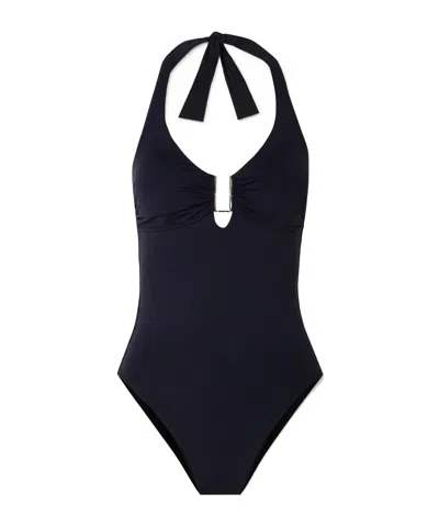 Melissa Odabash Tampa Embellished Halterneck Swimsuit In Blue