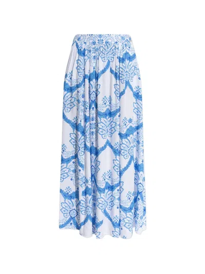 Melissa Odabash Shiloh Floral-print Skirt In Blue