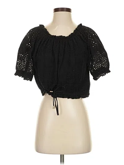 Pre-owned Melissa Odabash Short Sleeve Blouse In Black