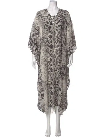 Pre-owned Melissa Odabash Silk Long Dress In Grey