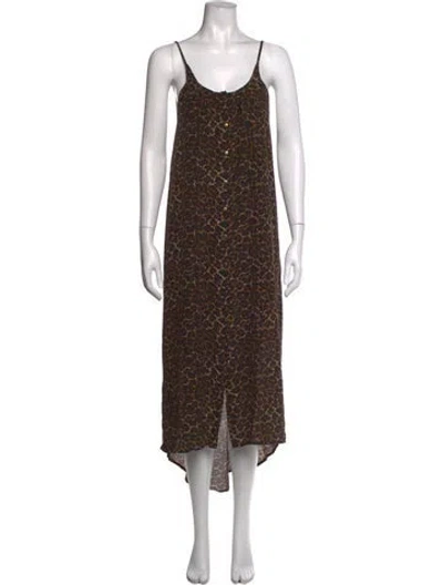 Pre-owned Melissa Odabash Silk Midi Length Dress In Black/brown