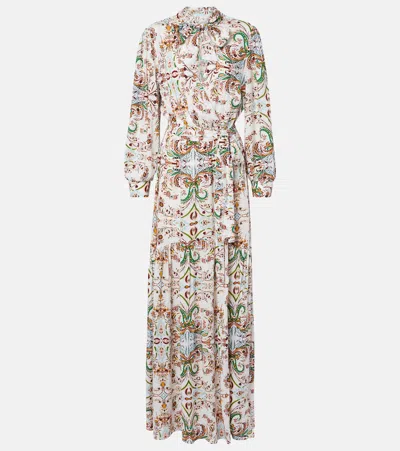 Melissa Odabash Skylar Tie-neck Printed Maxi Dress In White
